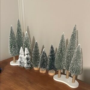 Festive Green and White Holiday Tree Set